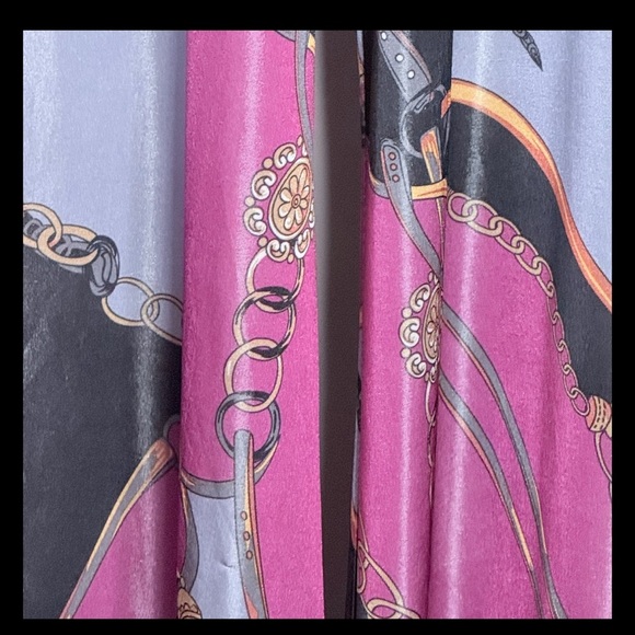 Dots Women’s Satin Strapless Baroque Print Jumpsuit L Pink Black Gold Wide Leg - Picture 7 of 16